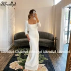 Женское атласное платье-Русалка It's yiiya, белое длинное платье невесты без бретелек с рукавами на лето 2021