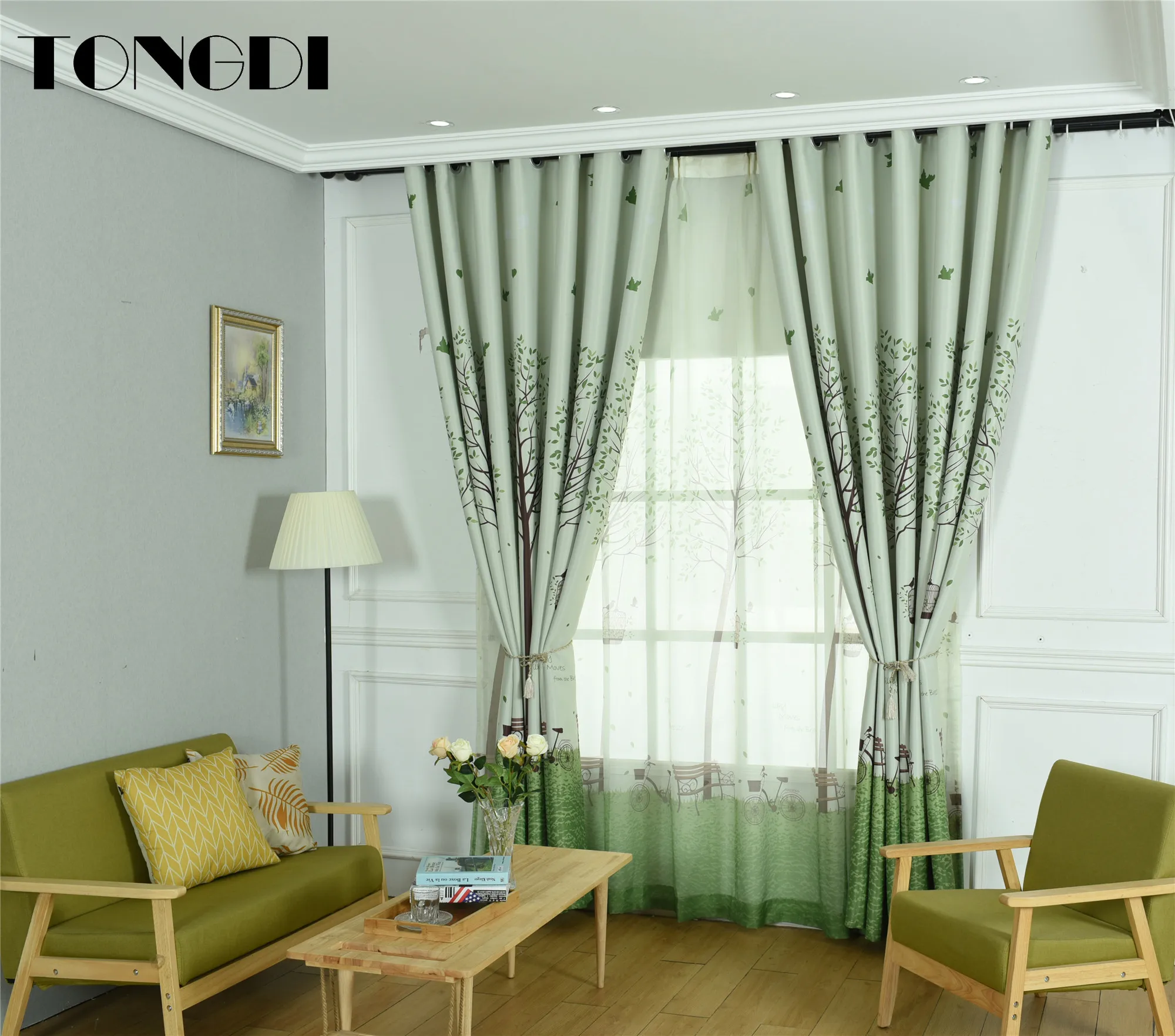 TONGDI светонепроницаемые шторы пасторальный парк искусственное украшение для