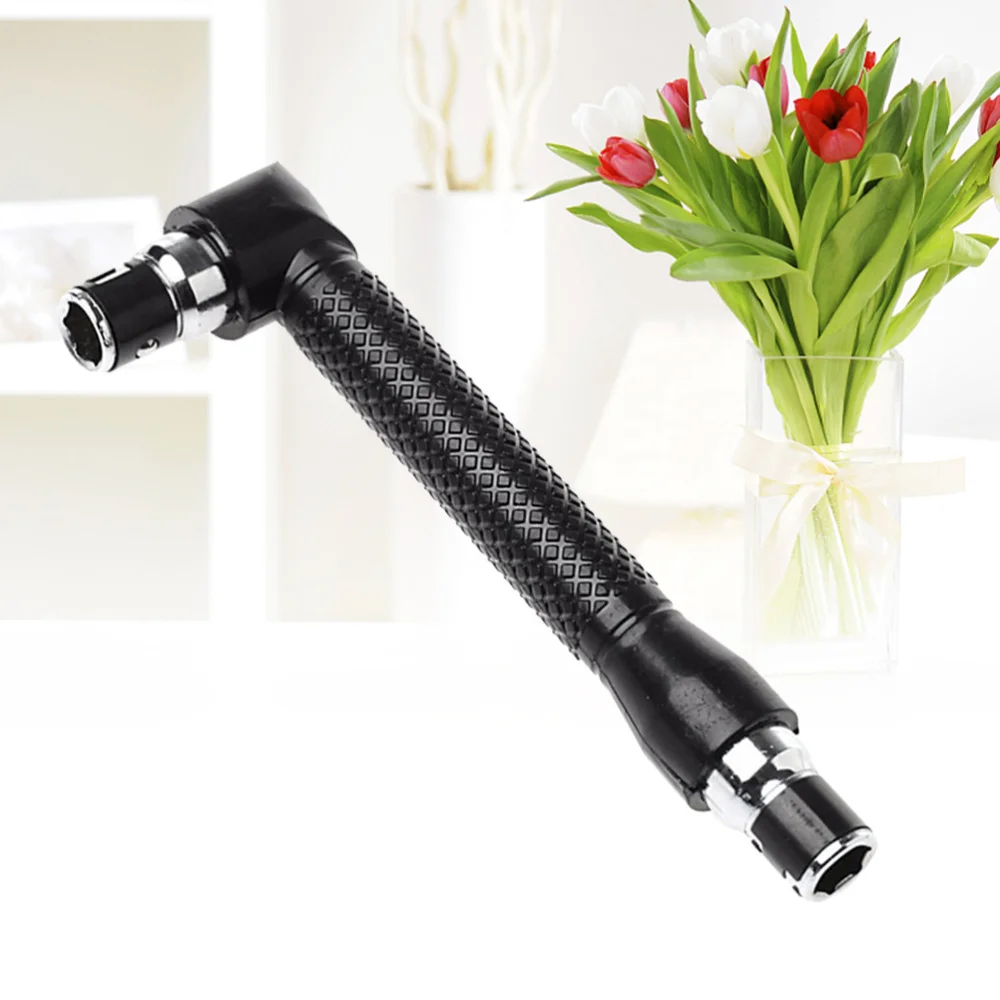 

Double-headed L-shaped Socket Wrench Extension Handle Screwdriver 1/4'' Hex 90 Degree Right Angle Screwdriver Adapter (Black)