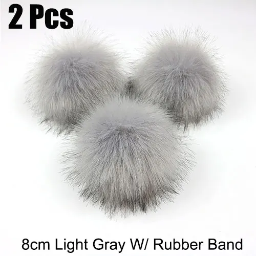8cm Light Gray 2 шт Искусственный Енот Искусственный мех помпон 10 см шар W/нажмите кнопку 8 см шар W/резиновая лента пушистый помпон кулон шапки одежда шляпа-сумка для обуви - Цвет: 8cm Light Gray