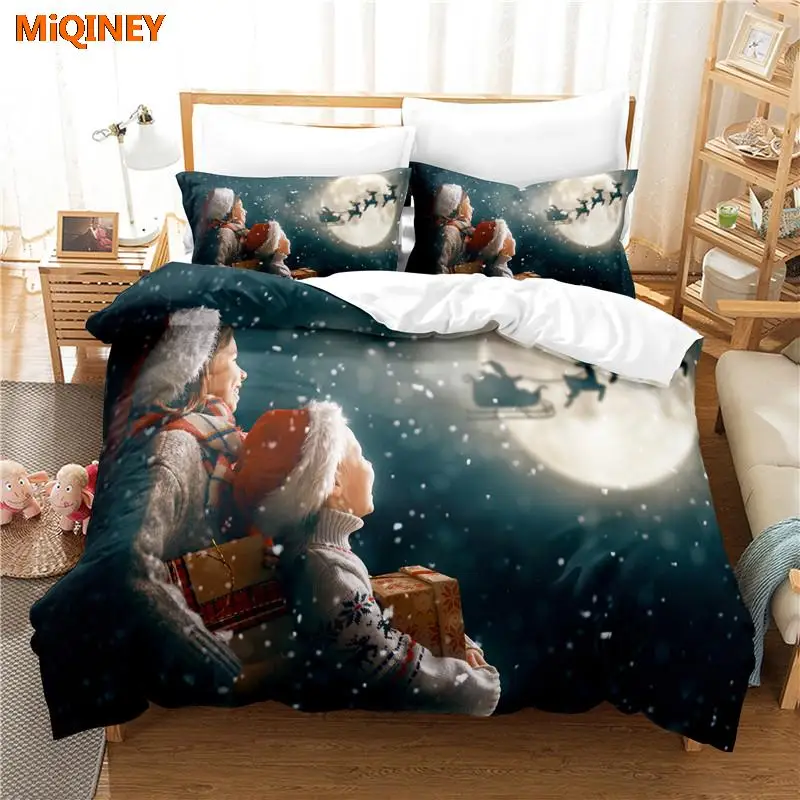 

MiQINEY Christmas Bedding Set Duvet Cover Set 3d Bedding Digital Printing Bed Linen Queen Size Bedding Set Fashion Design
