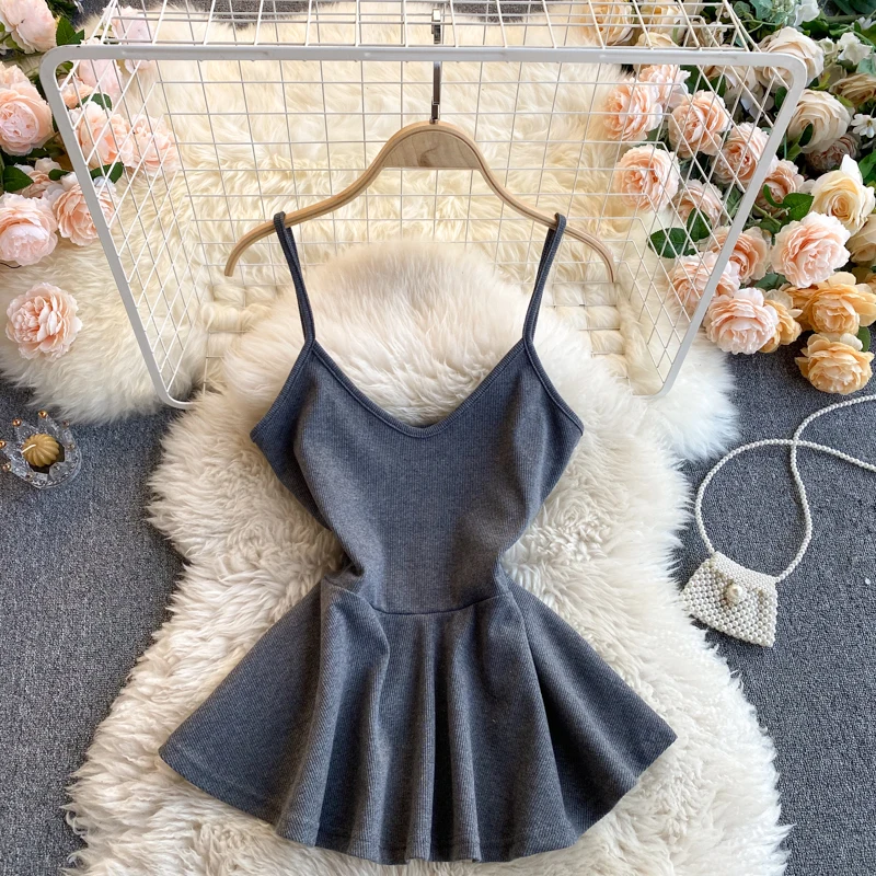 

2021 spring and summer new base coat with suspender waistcoat for women