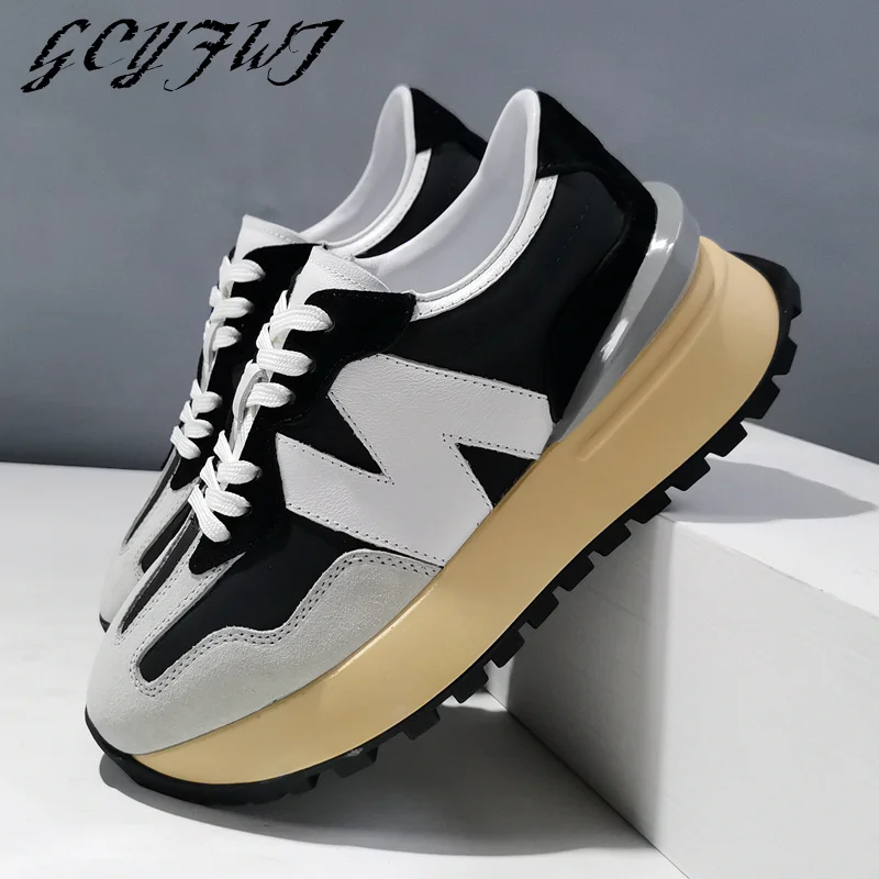 

Женские кроссовки разных цветов, на шнуровке, с круглым носком, на толстой подошве, женская обувь, неглубокая износостойкая обувь на плоской...