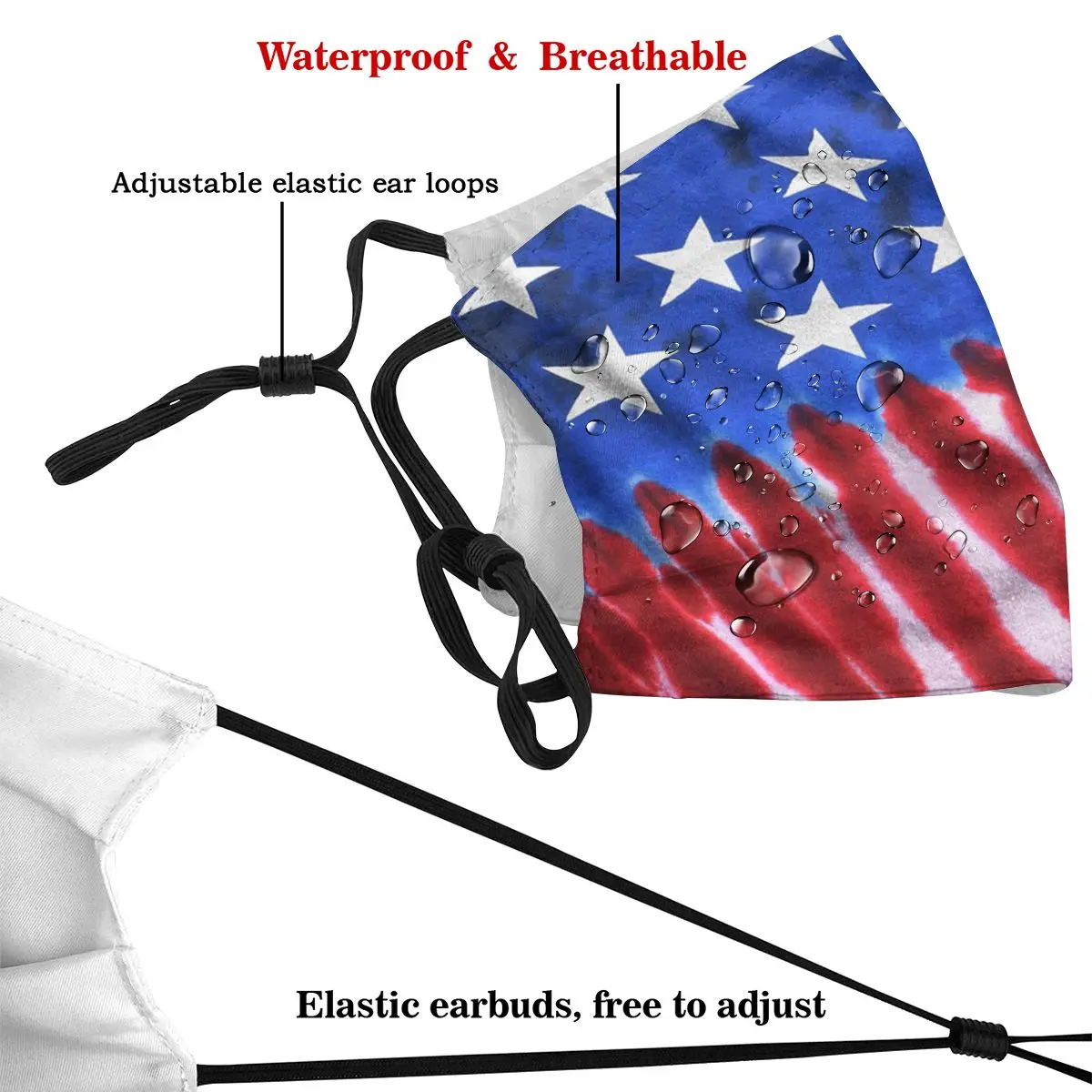 

Dust Mask with Filter Stars And Stripes Tie-Dye Mouth Face Mask for Adult Kids Anti Washable Reusable Pollution