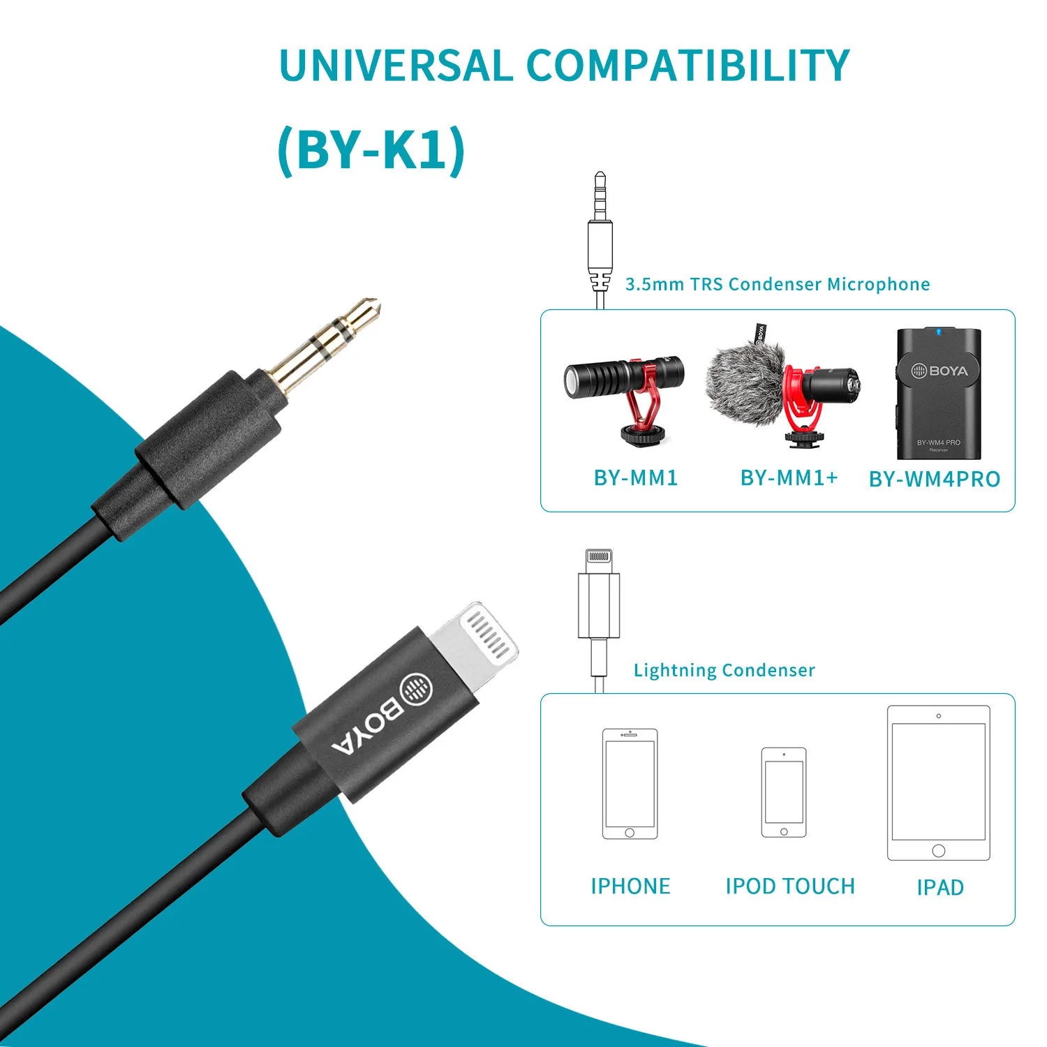 boya by k123456789 3 5mm trs male to lightning male audio adapter apple android for microphone phone extension cable free global shipping