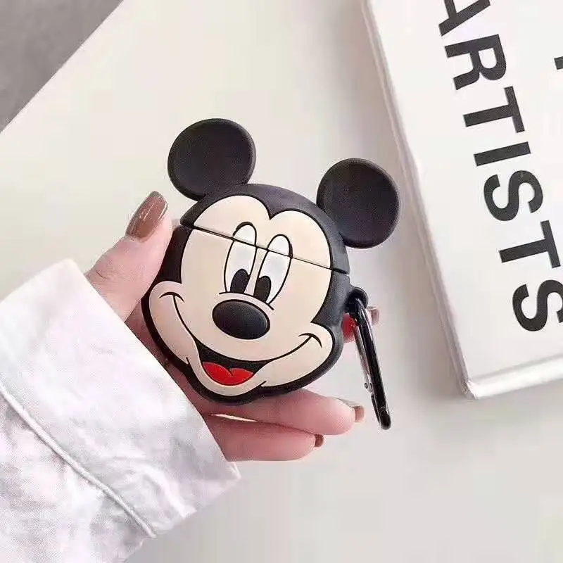 D Для AirPods чехол 3D мультфильм Микки Минни беспроводные наушники Мягкий защитный чехол для Airpods 2 с держателем для ключей - Цвет: D