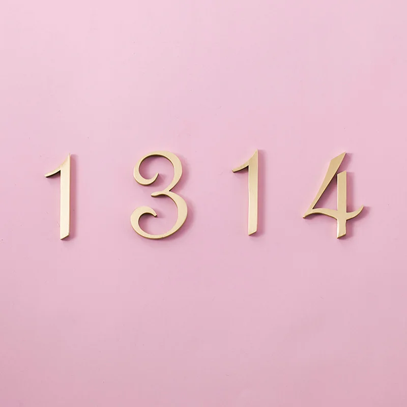 Твердый латунный номер дома/50 мм высота/0-9 для офиса Современная табличка номера