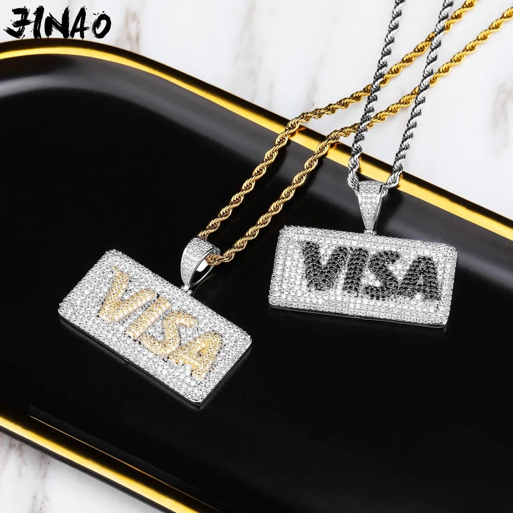 Кулон JINAO унисекс из кубической циркониевой цепи кулон в стиле хип-хоп с
