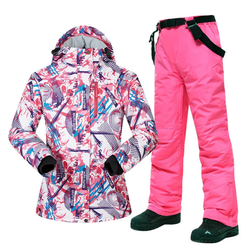 Лыжный костюм женский брендовый теплый лыжная куртка и брюки теплые