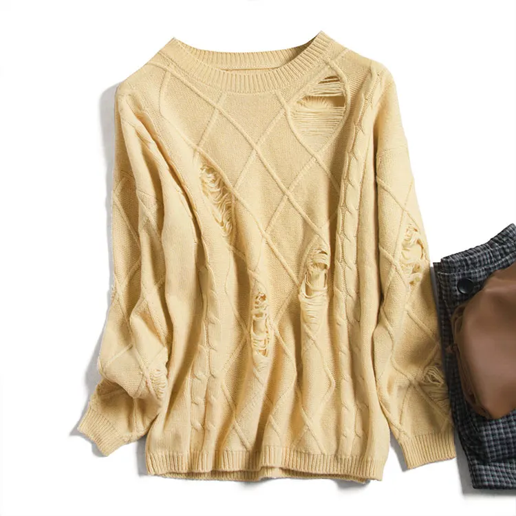 

Wool 92.8% Winter Warm Sweaters Womens Knit Pullover Autumn Damage Argyle Sweater Fall Clothes for Women