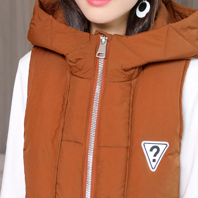 Женский плотный теплый длинный жилет размера плюс 4XL осенне-зимний с буквенным