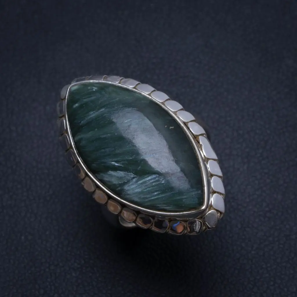 Натуральный русский Серафинит ручной работы мексиканский 925 пробы Серебряное