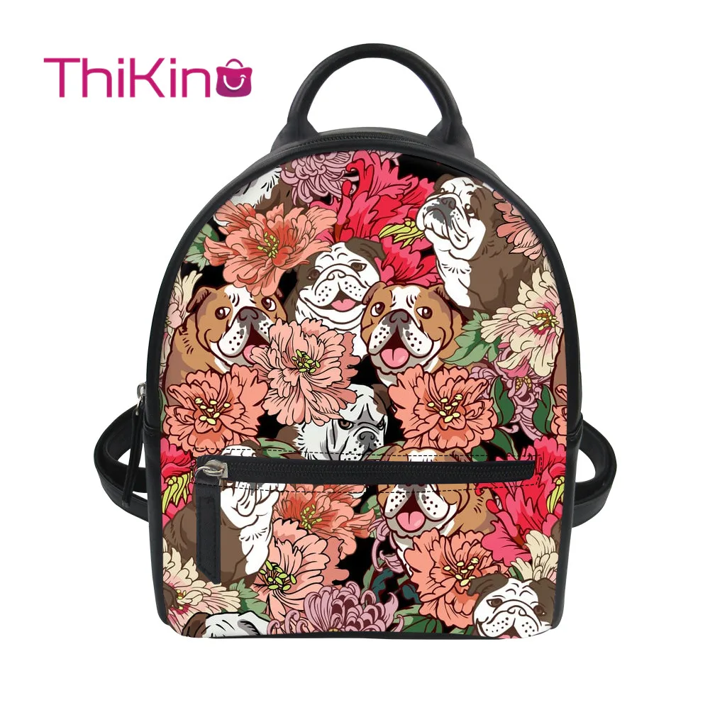 Женский рюкзак с рисунком бульдога для девочек-подростков мини-рюкзак из кожи