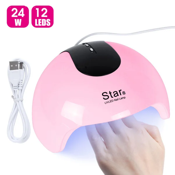 Star8 Pink 24 Вт Сушилка для ногтей УФ-светодиодный светильник для отверждения ногтей весь Гель-лак для маникюра солнечный светильник USB мини-сушильное Оборудование Инструменты для дизайна ногтей LAStar7-1 - Цвет: Star8 Pink