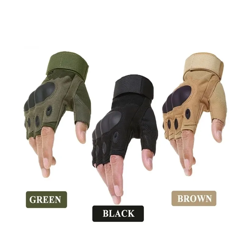 

Men's Tactical Gloves Outdoor Sports Half Finger Army Combat Anti-Slip Carbon Fiber Summer ladies motocross rides Gloves