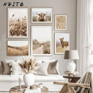 Скандинавский декоративный постер с изображением природы, поля, пейзажа, фотографии, холст, картина на стену в скандинавском стиле для гостиной