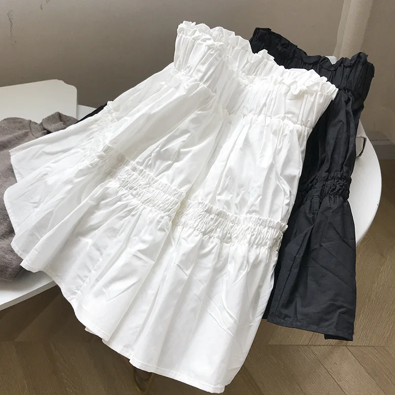 

2021 Summer New High Waist Mid-Length Skirt Korean Version Loose Elegant Retro A-Line Skirt Fashion Chic White Temperament Skirt