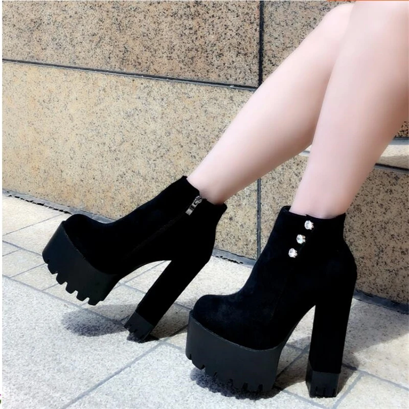 Новинка 2021 толстые ботинки челси женские ботильоны из скраба на очень высоком