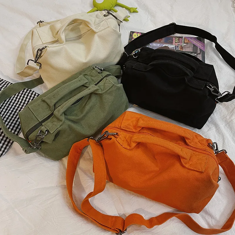 

Модные вместительные женские сумки на плечо, дизайнерские дамские сумочки, однотонная Холщовая Сумка через плечо, Женский кошелек унисекс