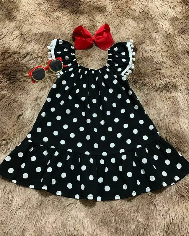 Pudcoco/весенне осеннее модное праздничное платье пачка в горошек с оборками для