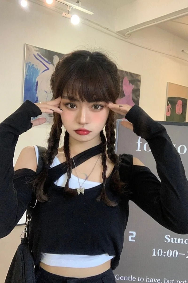 Женская футболка с открытыми плечами корейский стиль | одежда