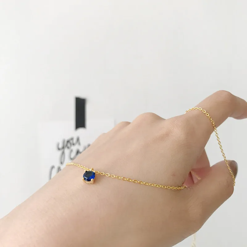 Женская Подлинная Подвеска из стерлингового серебра 925 пробы с синим цирконием CZ