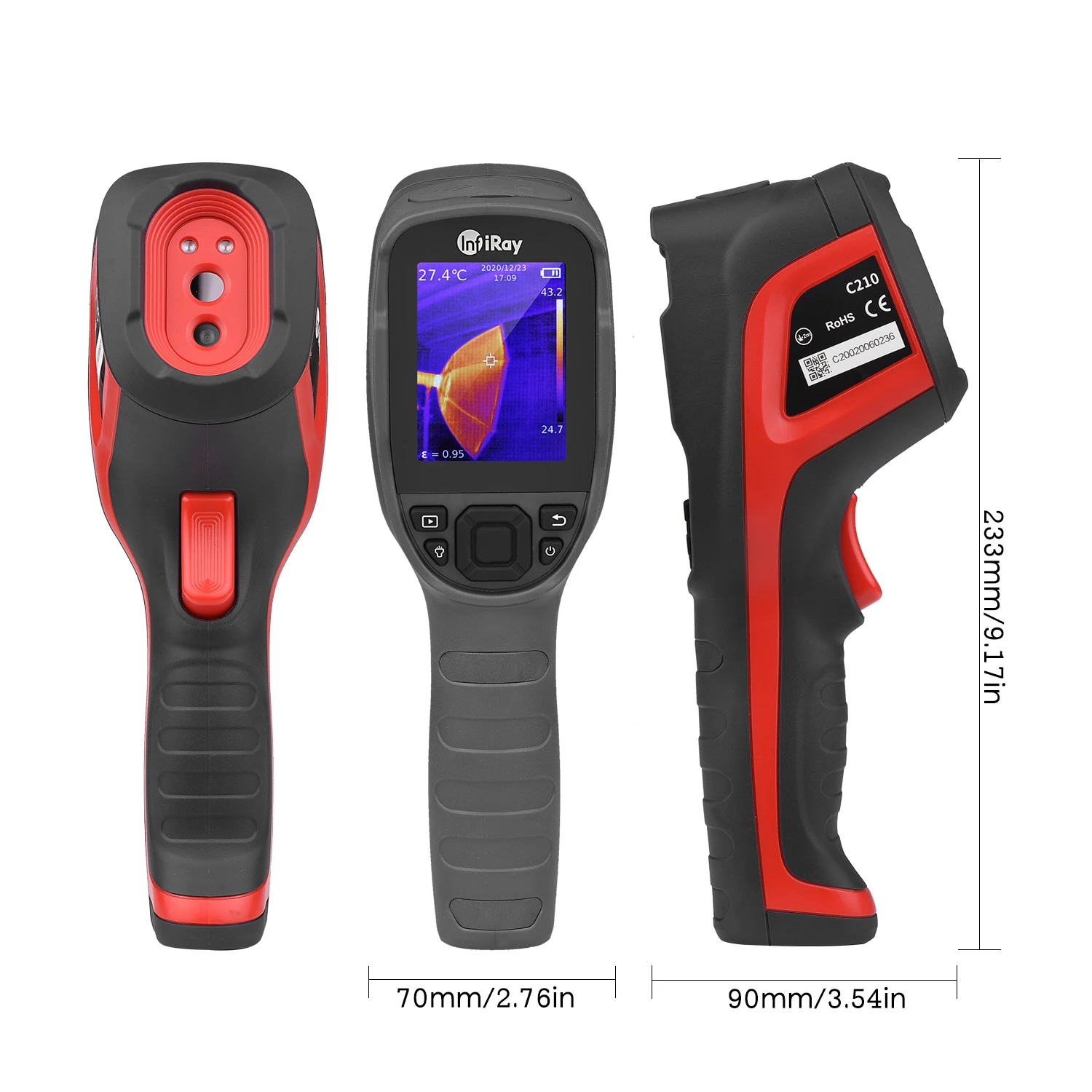 

-20~550 2.8-inch LCD Digital Infrared Thermal Imager Handheld IR Imaging Camera 256 * 192 IR Resolution with 16G Storage Card