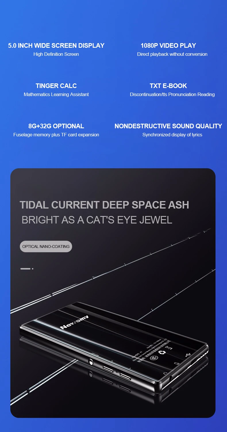 Портативный MP4-плеер с сенсорным экраном Поддержка Bluetooth 5 дюймов Mp3 новая электронная книга MP4 музыкальный плеер fm-радио видео 8 Гб 32G Walkman