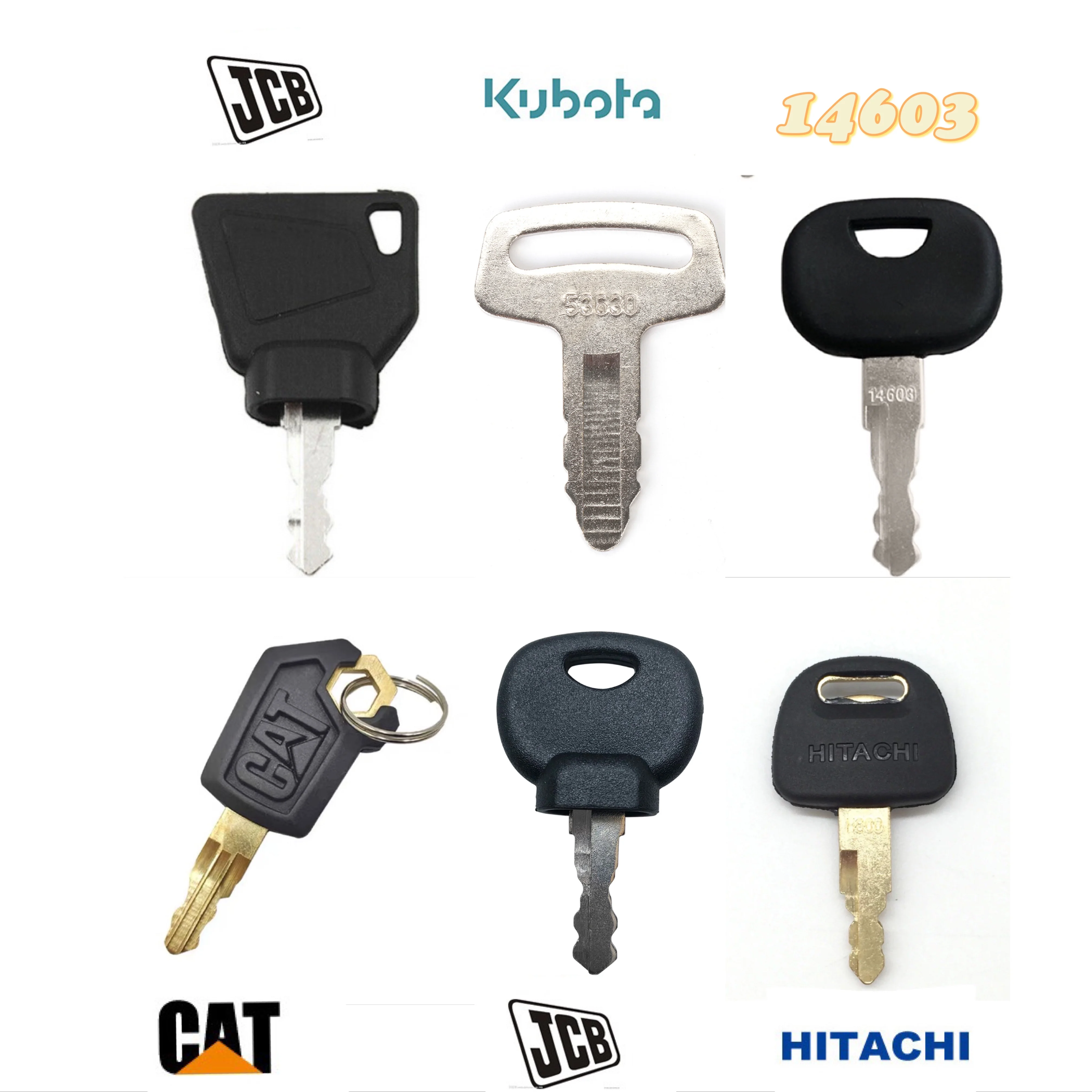 6 шт. ключ зажигания экскаватора для JCB Hitachi ZAX CAT Takeuchi 14603 Kubota 53630 14607 Bobcat Bomag Manitou