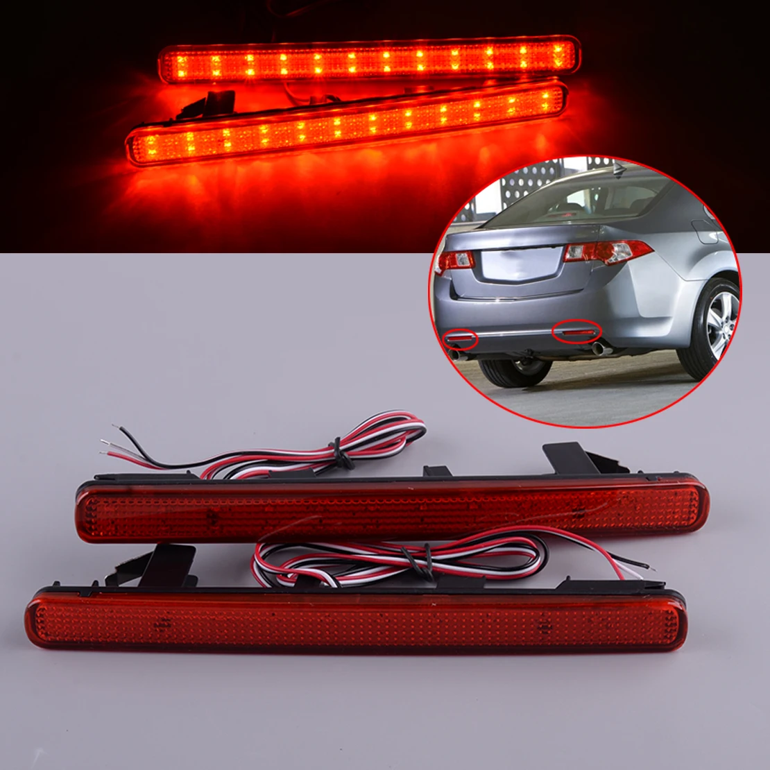 

2 шт. красный светодиодный задний бампер отражатель сигнала поворота светильник фонарь стоп-сигнала подходит для Acura TSX 2009 2010 2011 2012 2013 2014