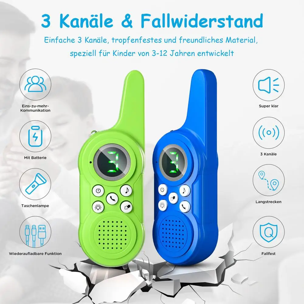 2PCS Children's remote control smart wireless walkie talkie USB rechargeable children's toy wireless mini smart walkie talkie