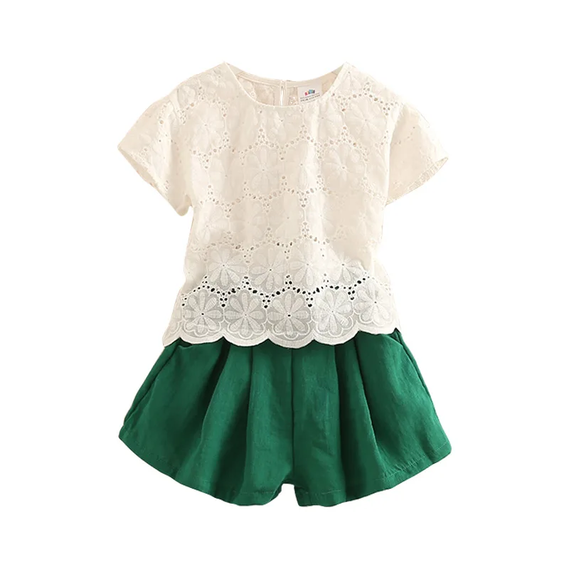 2 шт. детский хлопковый костюм с цветочной вышивкой на возраст 6 8 10 12 лет|Комплекты