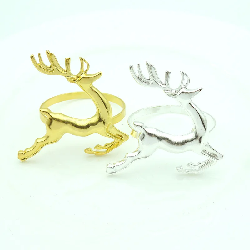 

6Pcs Christmas Napkin Rings Holidays Wedding Parties Dinners Decorative Deer Napkin Buckle New Year Xmas Napkin Ornament