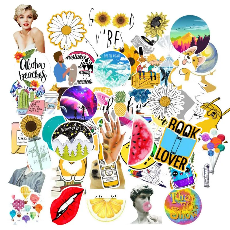 50 шт. летние милые наклейки для щенков пейзаж цветок багажа ноутбука велосипеда