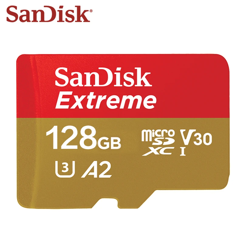 Оригинальный двойной флеш-накопитель SanDisk Extreme Micro SD карта 128 Гб 64 Гб оперативной памяти, 32 Гб встроенной памяти SDHC/SDXC A2 U3 V30 слот для карт памяти Макс 160 МБ/с. карты памяти Microsd карта с адаптером SD - изображение