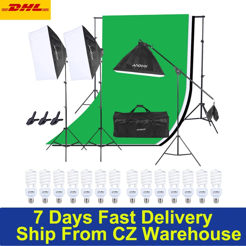 Студийный осветительный комплект Andoer для фотостудии софтбокс + осветительная
