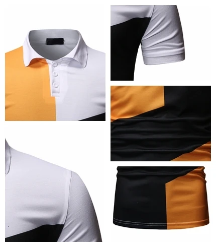 

New Men Polo Shirt Summer Business Casual Contrast Color Top Classic Contrast Color Printed Polo Shirt