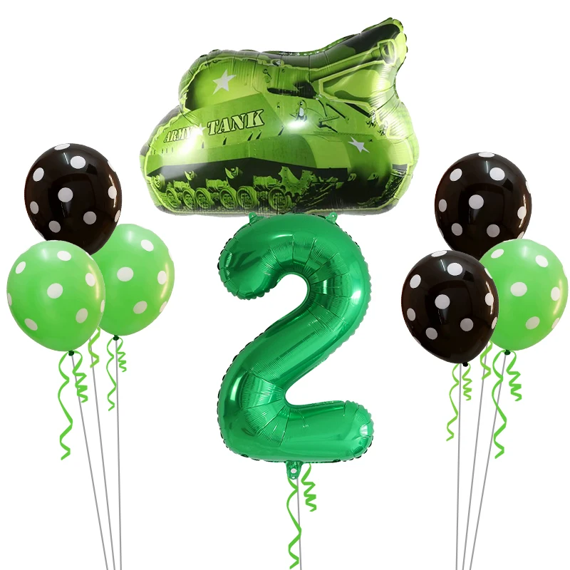 Green 2 8 шт. Мультяшные автомобильные шары, грузовик, поезд, фольгированный шар, 30 дюймов, номер, Полицейская машина, Globos, детские подарки, украшения для дня рождения, для детей - Цвет: Green 2