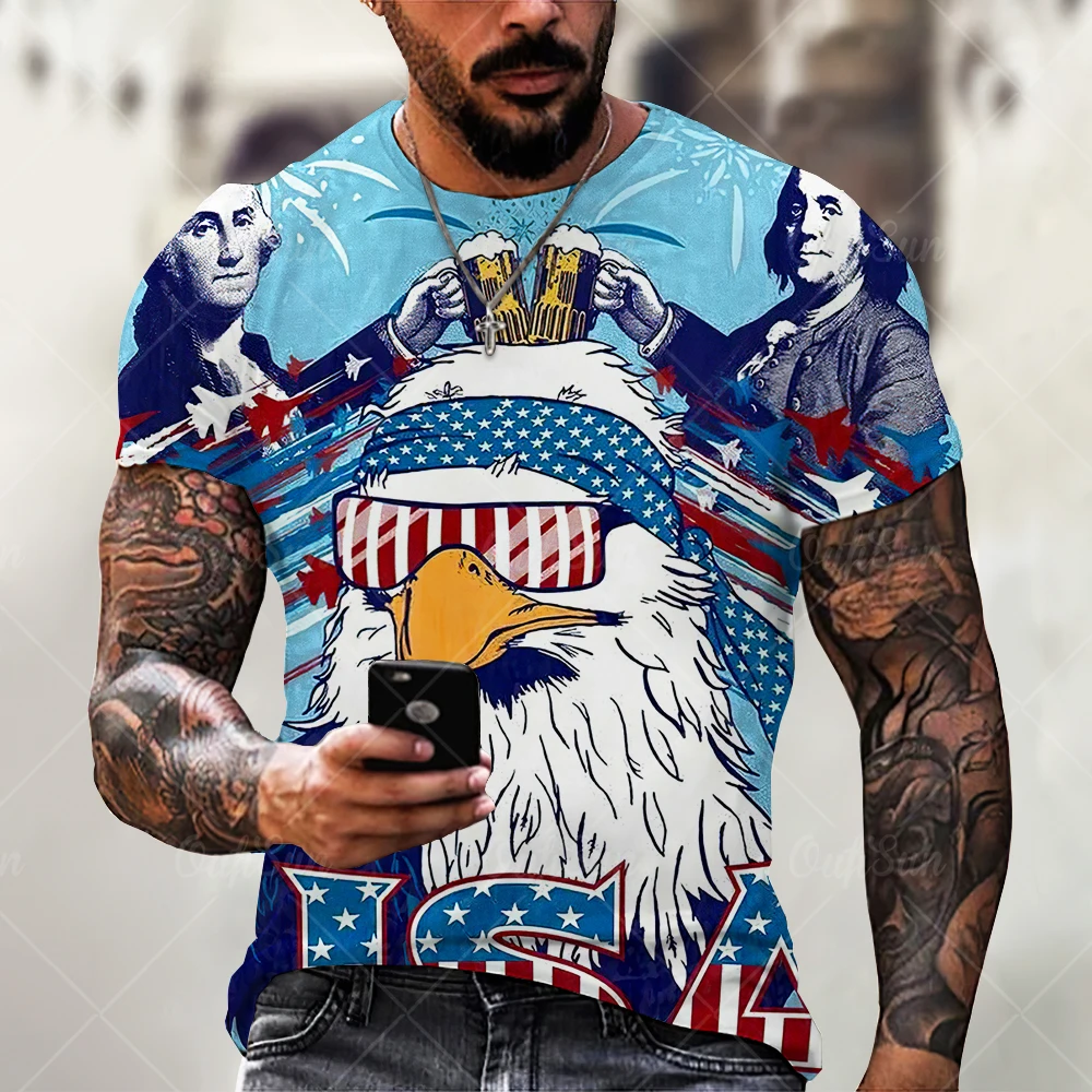 

America Highway Route 66 3D Print Men's T-Shirt O-Neck Short Sleeve Summer Tops For Man Oversized T Shirt Vintage Men Clothing