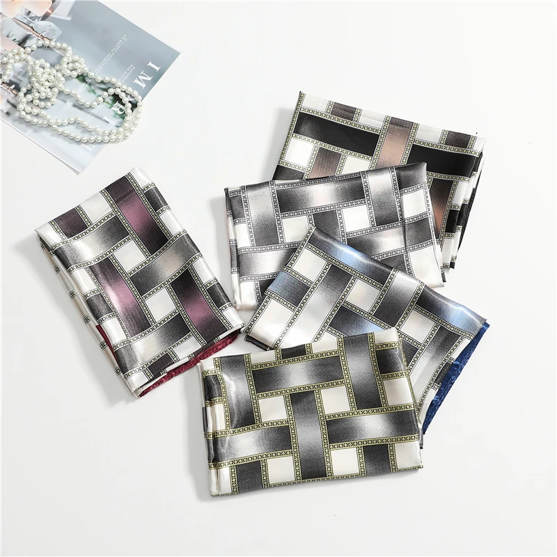 

Women Scarf Print Hair Neck Silk Square Scarf Luxury Brand Bandana Big Hijab Fashion Head Wraps Female Neckerchief Summer New