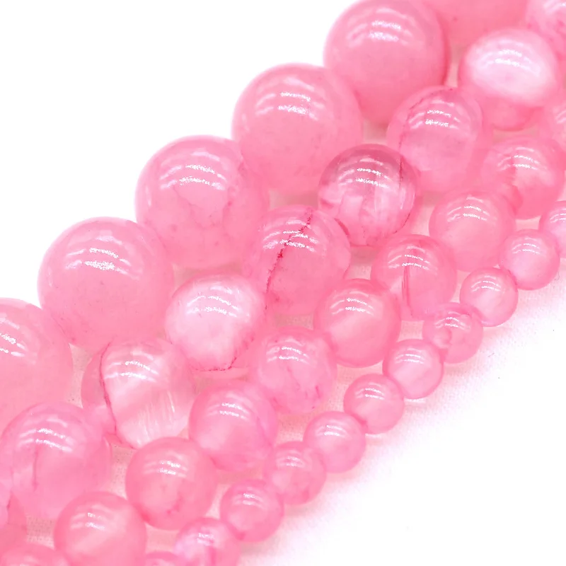 Распродажа натуральный розовый халцедон круглый камень бусины из нефрита 4 6 8 10