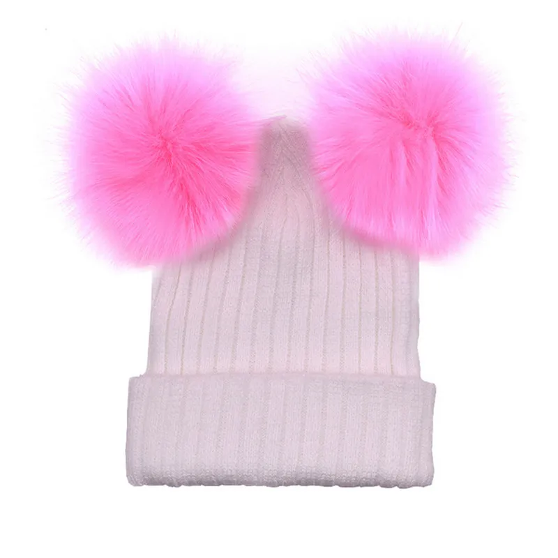 Mink And Fox Fur Ball Cap Pom Poms Winter Hat for women girl 's hat knitted beanies cap brand thick female Braided Crochet | Аксессуары