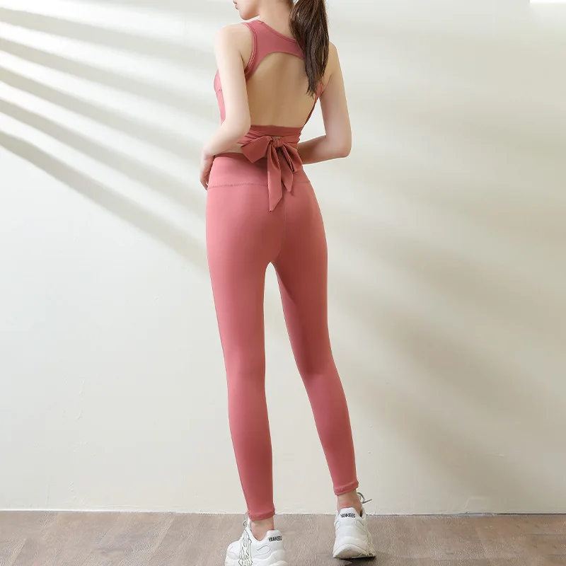 

Wepbel Clothing Gym Set Female Sportswear Sports Clothing Yoga Suit Women Chest Pad Workout Top Skinny Hip Raise Yoga Pants