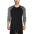 Мужская брендовая одежда, мужская повседневная рубашка с принтом, Осенний пуловер, мужской топ с круглым вырезом, мужская приталенная рубашка с рукавом три четверти