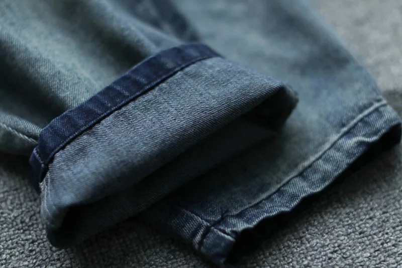 

Women Spring Summer One Size Fashion Jeans Female Vintage Patchwork Denim Pants with Big Pockets