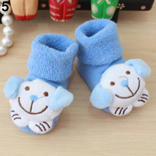 Zapatos antideslizantes para beb&eacute; reci&eacute;n nacido, zapatillas de dibujos animados suaves de animales, botas, calcetines-4