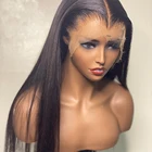 Бесклеевые длинные натуральные черные шелковистые прямые синтетические парики, высокотемпературные для чернокожих женщин, с париком для косплея