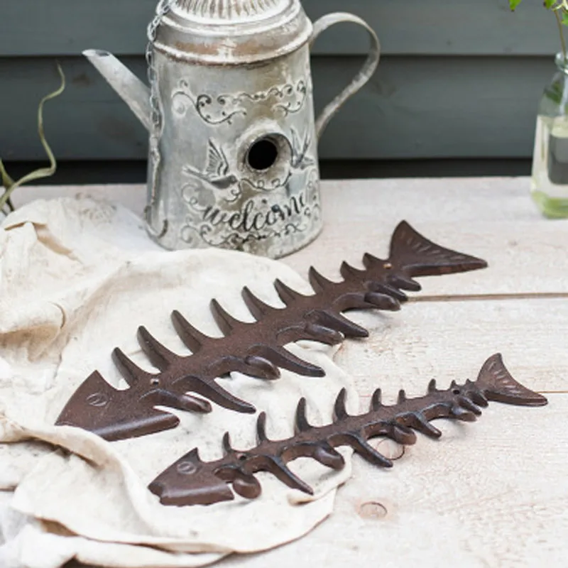 Креативный чугунный крючок для рыбьей кости настенный украшение сада двора и