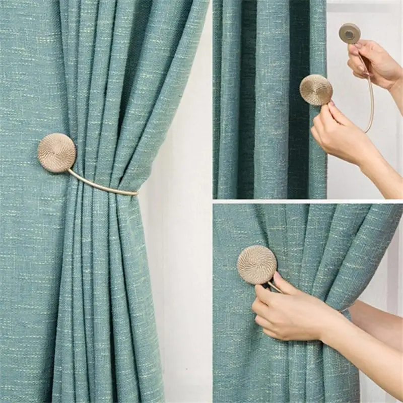 

Magnet Curtains Buckle 1pc Brief Braided Round Curtain Buckles Europe Style Tieback Magnetic Curtain Holder Curtain Accessories