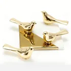 Золотые ручки для шкафа с птицами, настенный крючок, винтажные ручки для ящиков с животными, для кухонных дверей, мебельные ручки, украшение